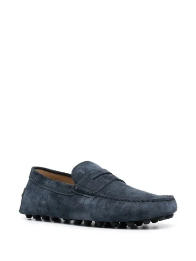 Tod's Leather Slippers With Pebbles Sole In Blue