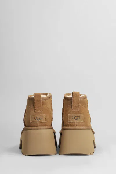 Ugg Brown 'ultra Mini New Heights' Boots In Leather Color
