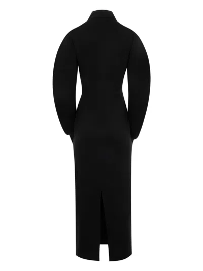Khaite Storm Wool-blend Turtleneck Midi Dress In Black