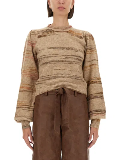 Baum Und Pferdgarten Carmy Cuffed-sleeve Striped Sweater In Brown