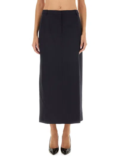 Theory Pencil Womens Wool Knee-length Pencil Skirt In Blue