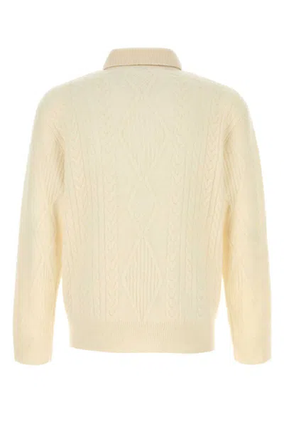 Burberry Alpaca Blend Cable Knit Sweater In White