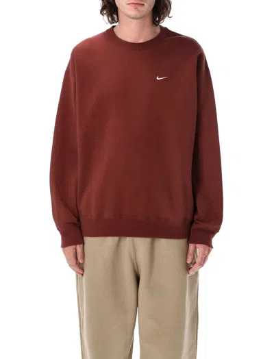 Shop Nike Solo Swoosh Crewneck Sweatshirt In Red