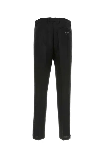 Prada Cotton-blend Slim-fit Trousers In Black