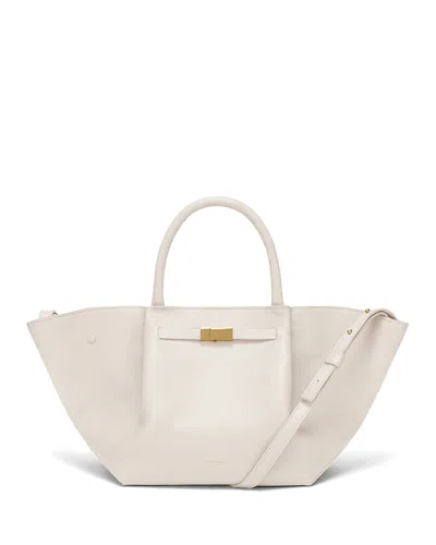 Demellier The Midi New York Tote Bag In Off White/gold