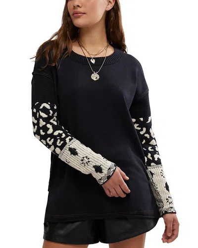 Free People Tiger Style Long Sleeve Cotton Blend T-shirt In Black Combo
