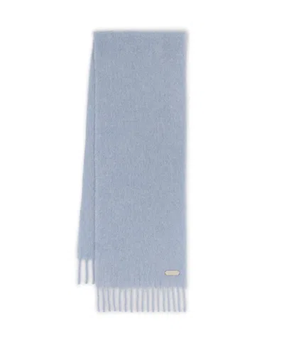 Lanvin Fringed Scarf In Wool In New Blue