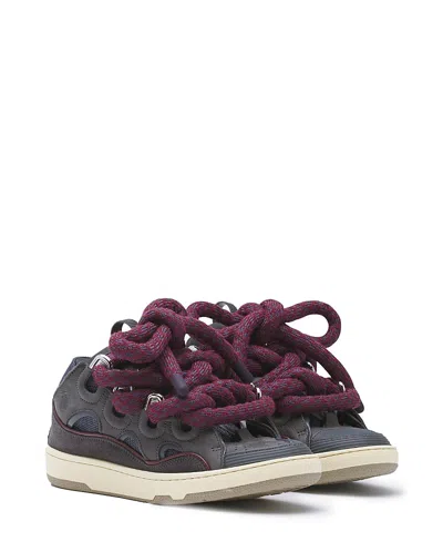 Lanvin Curb Sneakers In Leather With Snake Laces In Shark Grey
