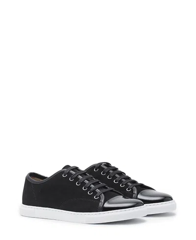 Lanvin Calf Suede Sneakers Metal Eyelet In Black
