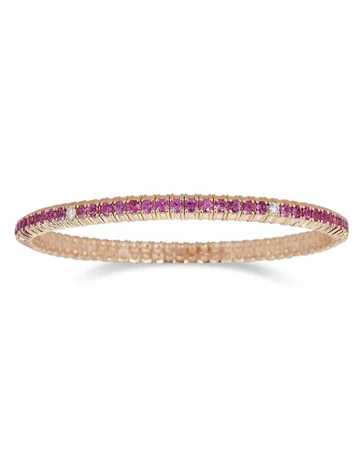 Zydo 18k Rose Gold Stretch Pink Sapphire & Diamond Row Bracelet In Pink/rose Gold