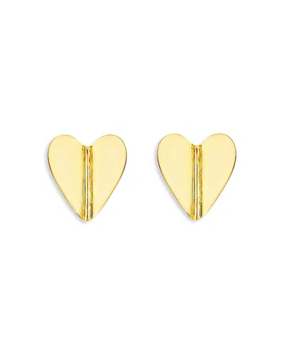 Cadar 18k Yellow Gold Endless Wings Of Love Medium Folded Heart Stud Earrings In Yellow Gold
