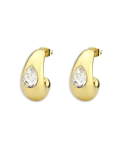 AQUA AEROSPHERE CUBIC ZIRCONIA HUGGIE HOOP EARRINGS IN GOLD TONE - EXCLUSIVE 