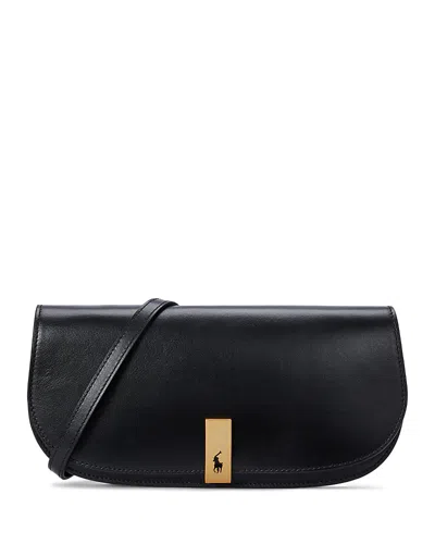 Polo Ralph Lauren Medium Polo Id Leather Clutch Bag In Black