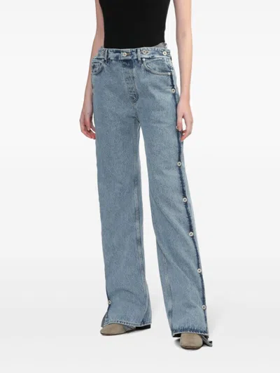 Y/project Light Blue Denim Collapsed Waist Jeans In Blue