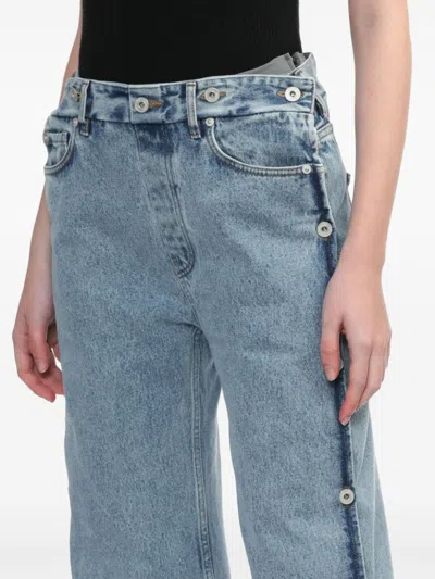 Y/project Light Blue Denim Collapsed Waist Jeans In Blue