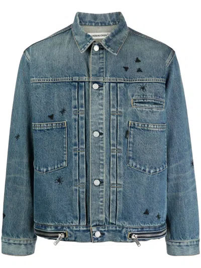 Undercover Bee-embroidered Denim Jacket In 蓝色
