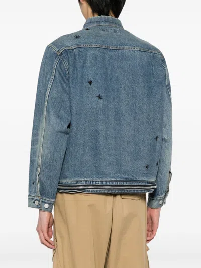 Undercover Bee-embroidered Denim Jacket In 蓝色