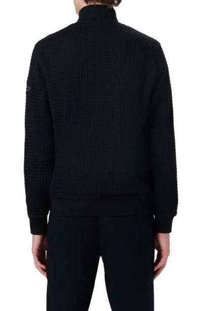 Bugatchi Stretch Zip Cardigan In Caviar