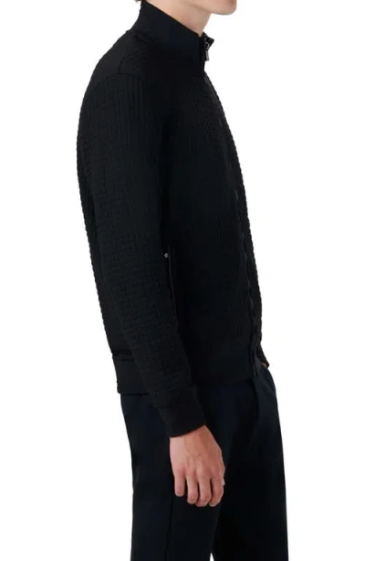 Bugatchi Stretch Zip Cardigan In Caviar