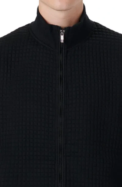 Bugatchi Stretch Zip Cardigan In Caviar