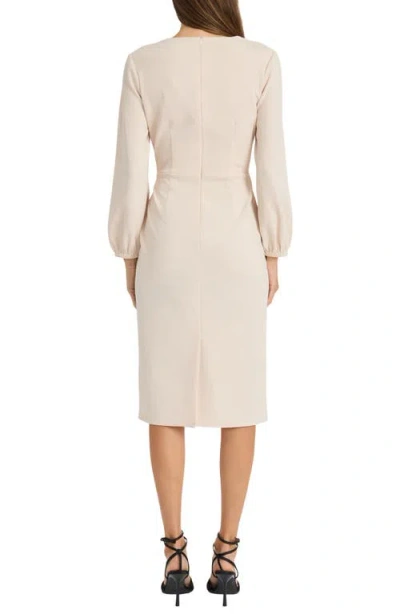 Maggy London Twisted Long Sleeve Midi Dress In Horn