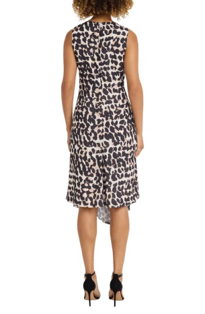 Maggy London Drape Side Midi Dress In Cream/taupe