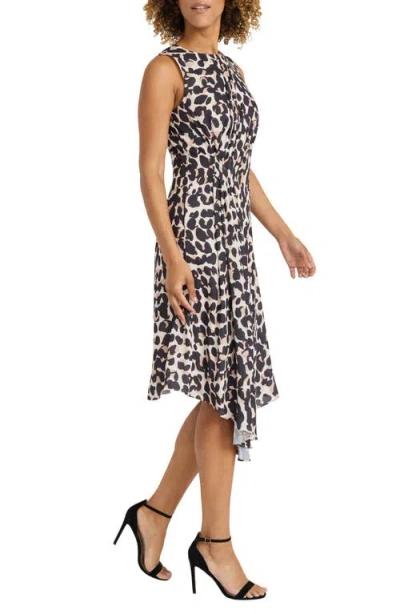 Maggy London Drape Side Midi Dress In Cream/taupe