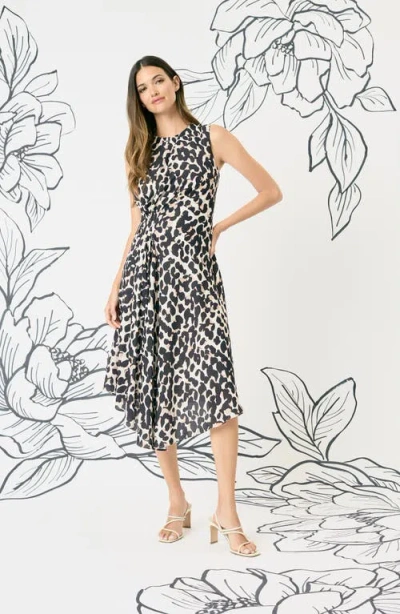 Maggy London Drape Side Midi Dress In Cream/taupe