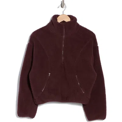 Z By Zella Faux Shearling Half Zip Pullover In Burgundy Fudge