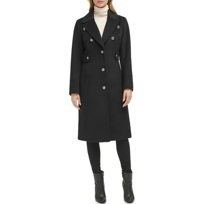 Kenneth Cole New York Notch Lapel Military Coat In Black