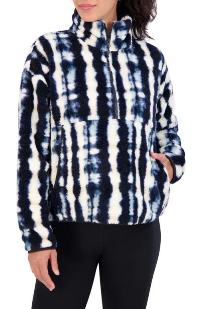 Sage Collective Sage Collective Half Zip Faux Shearling Jacket In Tie Dye Plaid