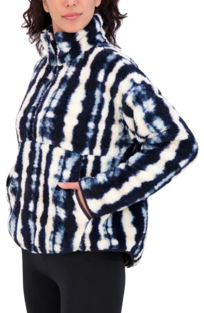 Sage Collective Sage Collective Half Zip Faux Shearling Jacket In Tie Dye Plaid