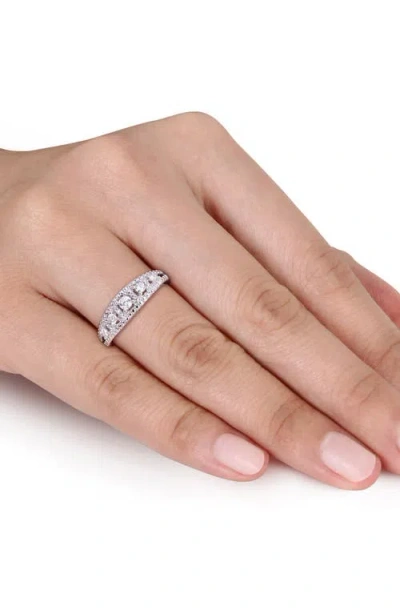 Delmar Diamond Semi Eternity Ring In White Gold