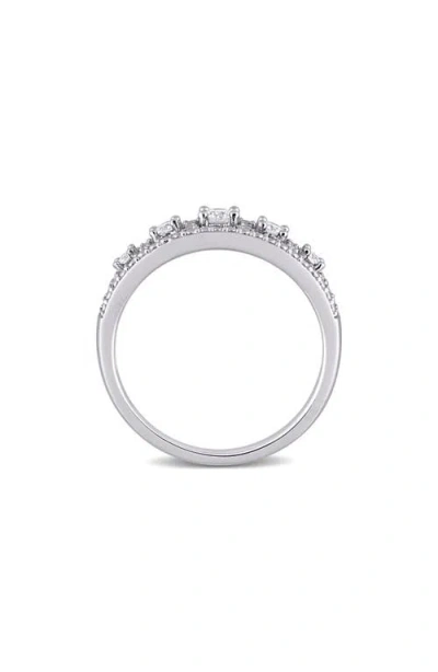 Delmar Diamond Semi Eternity Ring In White Gold