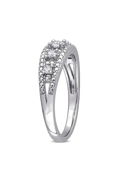 Delmar Diamond Semi Eternity Ring In White Gold