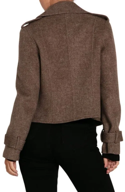 Belle & Bloom Better Off Wool Blend Military Peacoat In Walnut