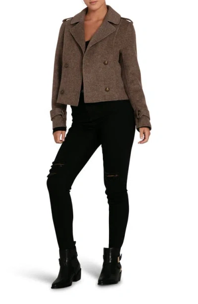 Belle & Bloom Better Off Wool Blend Military Peacoat In Walnut
