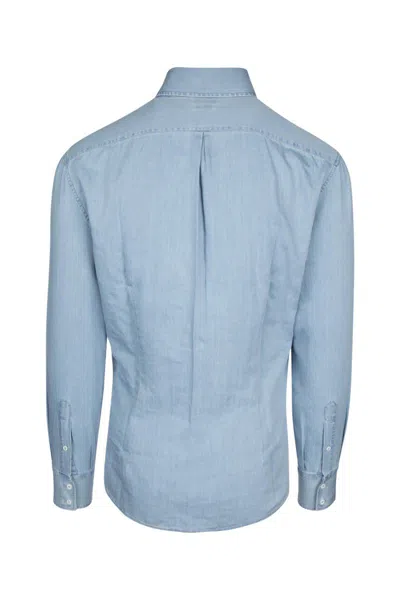 Shop Brunello Cucinelli Shirts In Denimchiarissimo