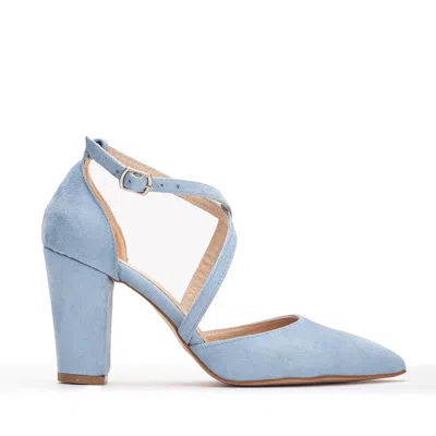 Forever & Always Shoes Women's Sina - Baby Blue Suede Bridal Shoes In Blue