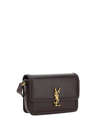 Saint Laurent Black Messenger Bag With Cassandre Detail In Smooth Leather In Dark Sweet Choco