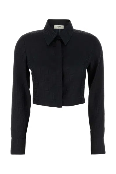 Shop Fendi Black Satin Shirt In Blk