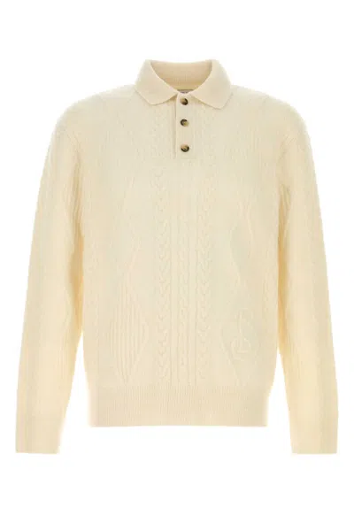 Burberry Alpaca Blend Cable Knit Sweater In Snow