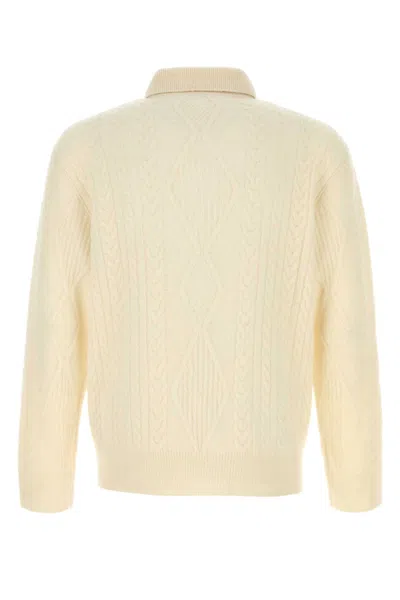 Burberry Alpaca Blend Cable Knit Sweater In Snow