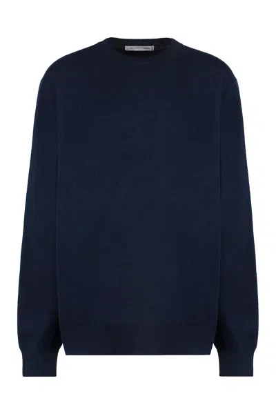 Comme Des Garçons Shirt Crew-neck Wool Sweater In Blue