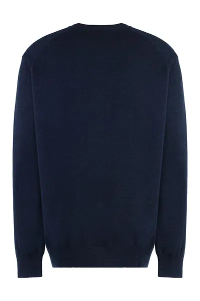 Comme Des Garçons Shirt Crew-neck Wool Sweater In Blue