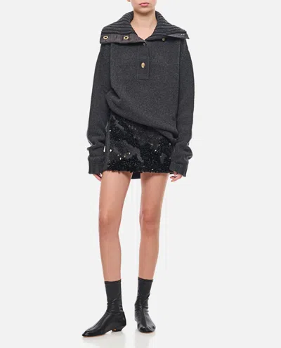 Plan C Sequined Mélange-effect Mini Skirt In Black