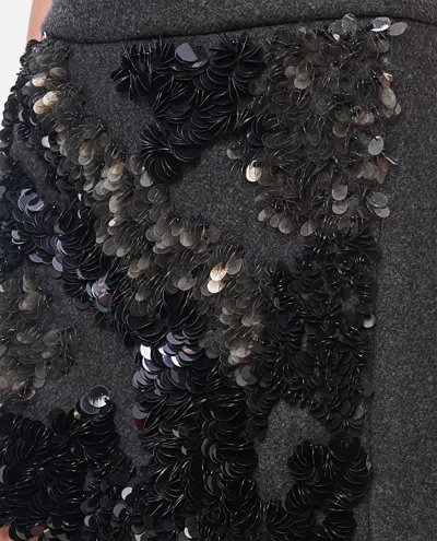 Plan C Sequined Mélange-effect Mini Skirt In Black