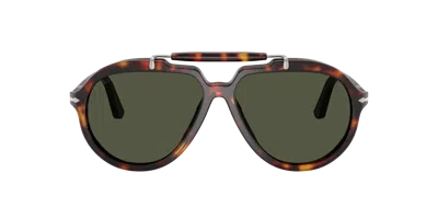Persol Womens Black Po0202s Pilot-frame Acetate Sunglasses In Grün
