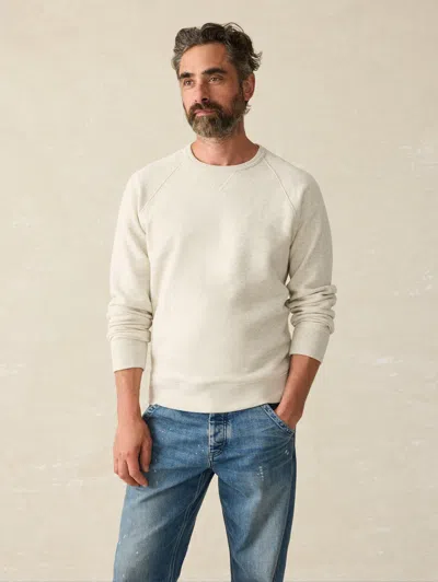 Faherty High Standard Fleece Crewneck T-shirt In Antique Ivory Heather