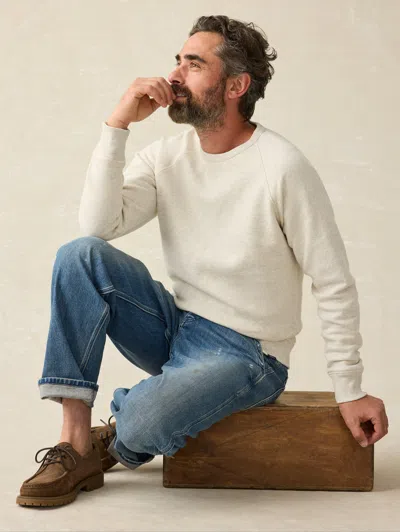 Faherty High Standard Fleece Crewneck T-shirt In Antique Ivory Heather
